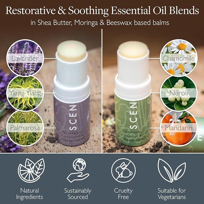 Scentered Aromatherapy Balm Sticks for Sleep & Stress-Relief - Roll On Essential Oil Blends of Lavender & Chamomile - Aromatherapy Gifts for Women - Sleep Well & De-Stress