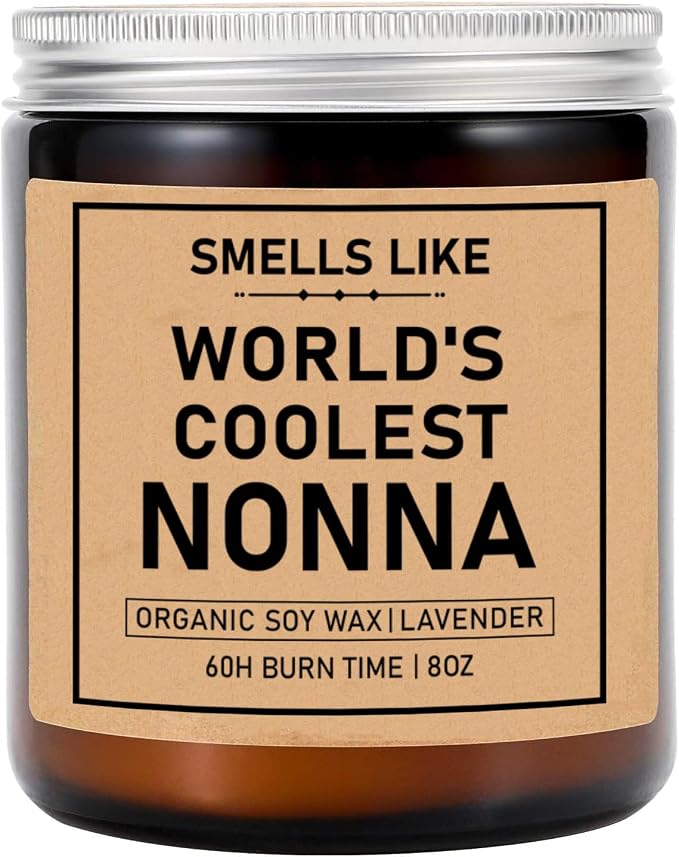 Smells Like World's Coolest Nonna Soy Candle - 8oz Jar Candle - Mother's Day Gift - Relaxation & Well-being Scent - 50 Hour Burn Time