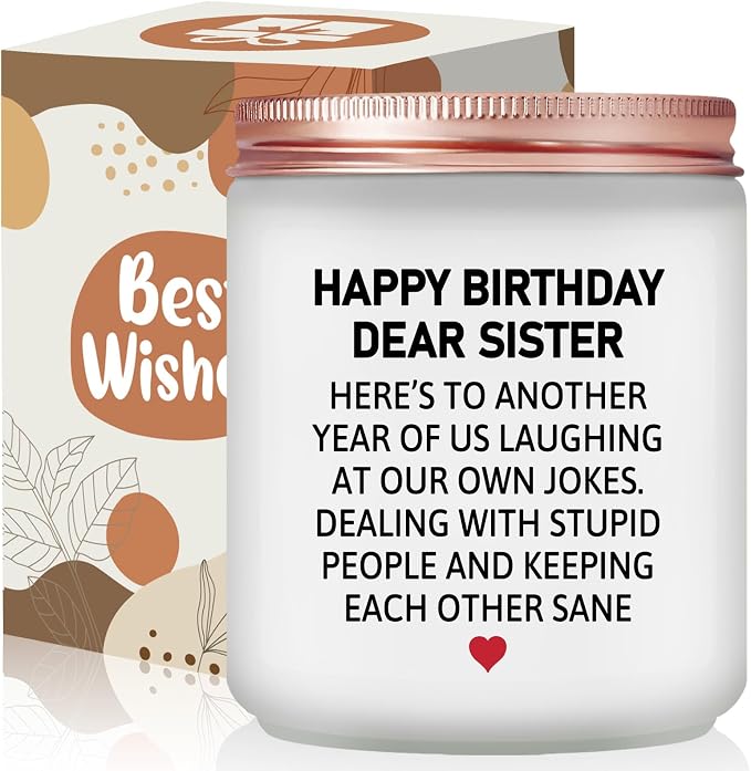 Sister Birthday Gifts from Big Sister - Christmas, Mothers Day Gift for Little Sisters from Brother - Lavender Scented Candle