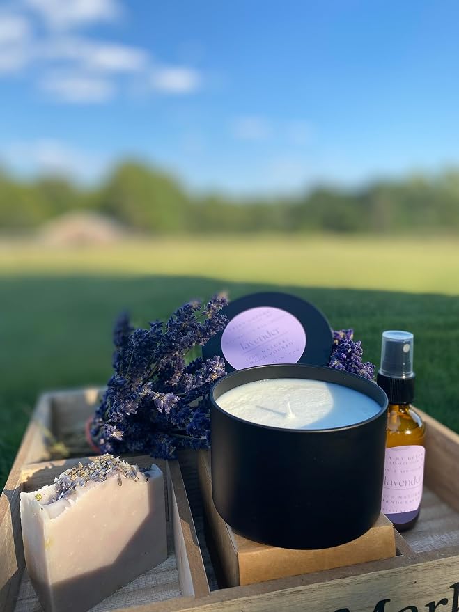 Lavender Soy Candle by Fairy Greens | Handmade Natural Lavender Oil & Soy Wax | Aromatherapy Candle | Long Lasting Candle |All-Natural Lavender Candle | Sleep Well Lavender Candles For Home | 8 oz Tin