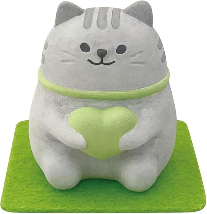 Stone Diffuser Cute Lucky Cat Passive Diffuser for Essential Oil, Non-Electric (Green)