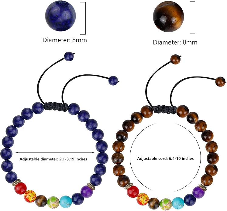 ONESING 2-12 Pcs Chakra Bracelets for Women Rock 7 Chakras Crystals and Healing Stones Bracelets 8mm Crystal Bracelets Yoga Beaded Bracelets for Women Men Essential Oil Diffuser
