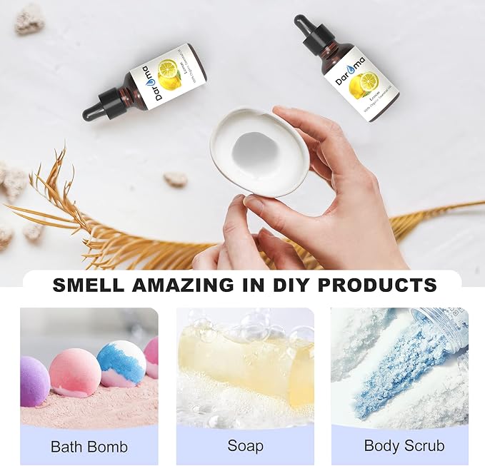 Lemon Essential Oil, Daroma Aromatherapy Oils for Diffusers, 100% Pure Steam Distilled Premium Natural Oils for Yoga, Office, Home and DIY, Perfect for Relaxation, Premium Glass Dropper 20ML