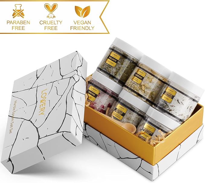 Gifts for Women Who Have Everything Spa Gift Basket, Epsom Bath Salts Gift Basket Set, Self Care Salt W/Essential Oil, Gifts for Mom, Her, Lavender, Eucalyptus, Lemon, Coconut, Tea Tree, Honey Almond