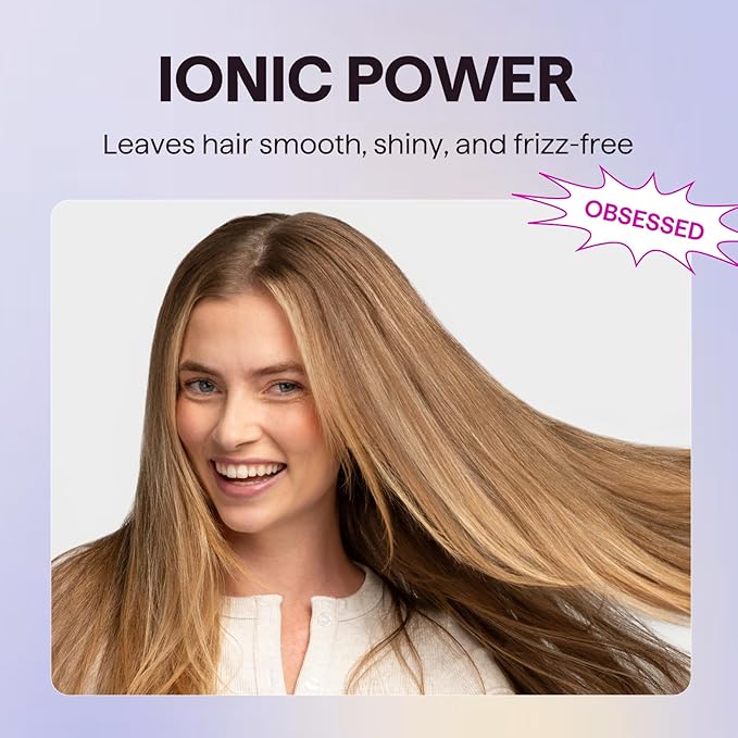 Wavytalk Blow Dryer, Blown Away Ionic Hair Dryer for Curly Hair with Diffuser, 1875W Fast Drying Blow Dryer with Ceramic Technology, 3 Attachments for All Hair Types, Light and Quiet, Grey
