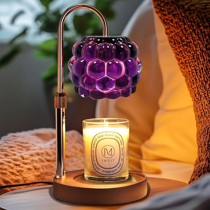 Candle Warmer Lamp with Timer Adjustable - Height Candle Warmer, Dimmer, Vintage Glass Wax Melting Lamps for Home Decor, for Candles in Jars with 2 Bulbs