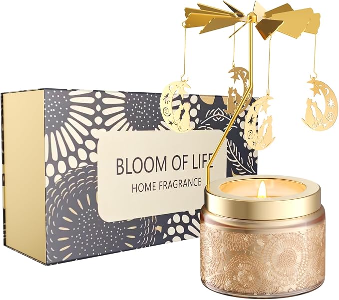 Rotatable Osmanthus Flower Scented Candle, Gifts for Women, Single-Wick with 20 Hours of Burn Time, Ideal for Creating Relaxing Ambience & Holiday Gifting (Moon Cat)