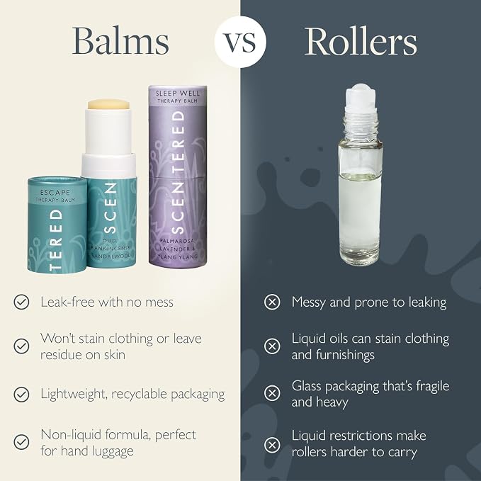 Scentered Aromatherapy Balm Stick Gift Set with Travel Pouch - Sleep, Focus, Stress-Relief, Mood Boost & Calm - Premium Essential Oil Blends: Lavender, Chamomile, Rosemary, Cedarwood, Ylang Ylang