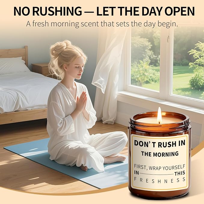 Morning Orange Scented Candle - Don't Rush on Morning - Fresh Morning Candles for Women Men, 7oz Soy Candles for Home Scented - Energy Aromatherapy Candle for Relaxation Mothers Day Gifts for Mom