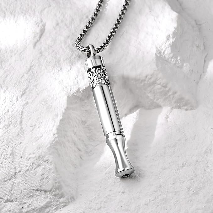 Anxiety Relief Pendant Mindfulness Breathing Necklace - Essential Oil Diffuser & Personal Inhaler Aromatherapy Necklaces for Women & Men (Steel)