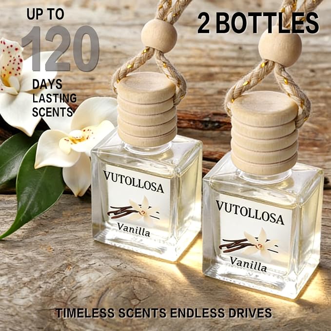 2-Pack Car Air Fresheners, Car Deodorizer, Vanilla Scented Air Freshener Long Lasting Hanging Car Air Freshener for Men and Women, Car Scent Diffuser by VUTOLLOSA