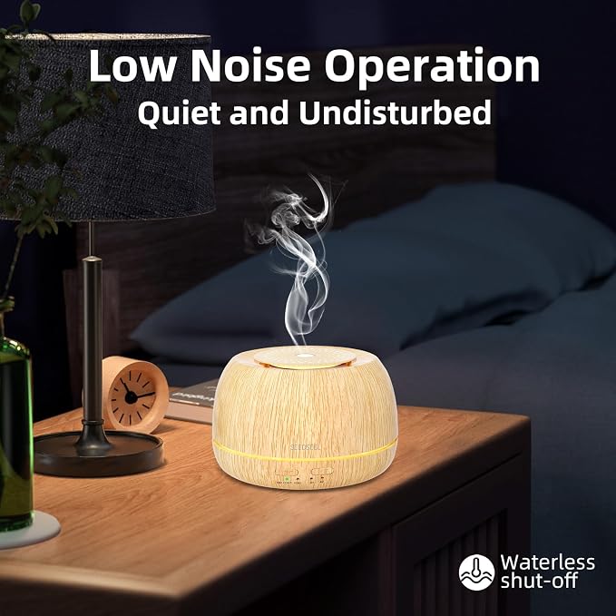 SEEDSEEL 300ML Essential Oil Diffuser 8 Hours Run Time, Aromatherapy Diffuser with Remote Control,7-Color LED for Home