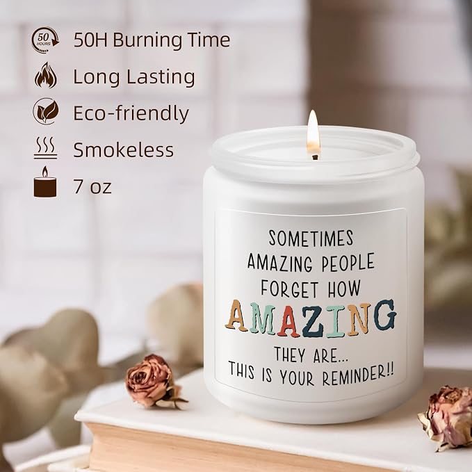 KLL Gifts for Women - You're Amazing Candle - Mothers Day Gifts, Christmas Gift for Women, Birthday, Thank You Inspirational Appreciation Gift for Woman Mom Coworker Sister Wife - Lavender Scented