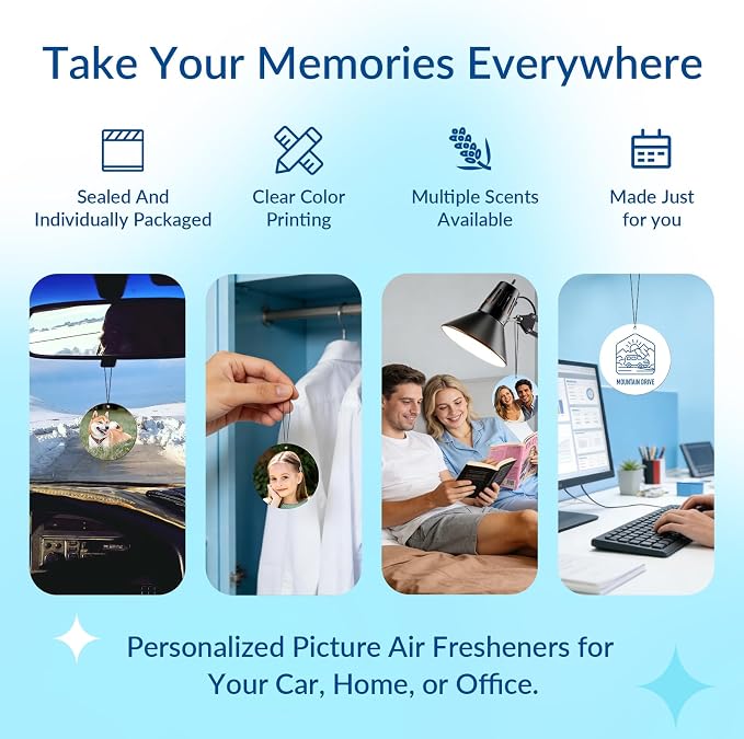 Custom Air Fresheners with Picture for Car | Personalized Photo Gifts; Double-Sided Print; Hanging Ornament; Scent Choice Available; Round Shape