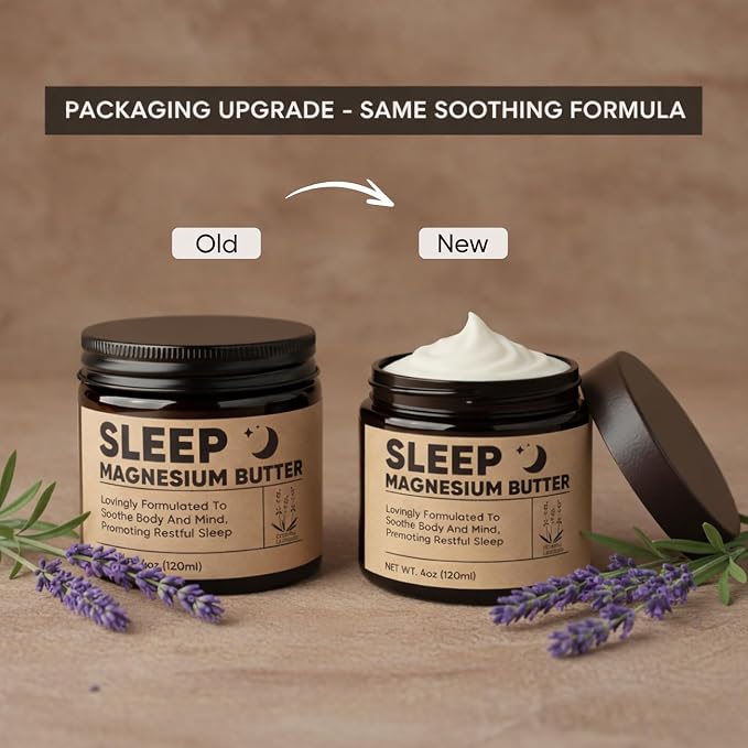 Magnesium Butter for sleep – Magnesium Cream with Shea & Mango Butter, Arnica & Essential Oils for Relaxation – Nighttime MagnesiumLotion for Legs, Arms or Chest(Lavender) (A)