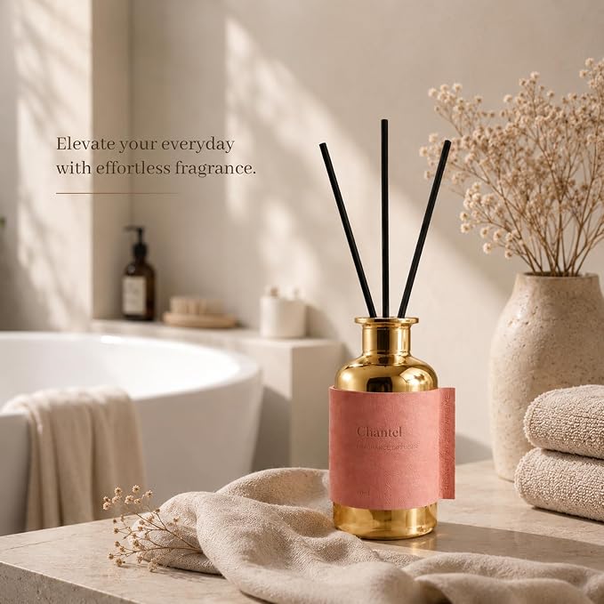 Reed Diffuser Set/Chantel / 2.7oz / Scented Diffuser with Reed Sticks, Long Lasting Home Fragrance for Room Diffuser, Bathroom Shelf Decor