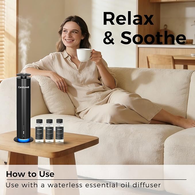 Hotel Diffuser Oil for Waterless Diffusers, Luxurious Relaxing Aromatherapy Scent Essential Oil with Cardamom, Cedar & Sandalwood, 4 Fl Oz, 120 ML, Essence of Self