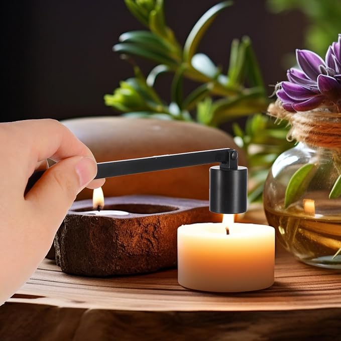 Candle Snuffer Stainless Steel Candle Snuffer Wicks Extinguisher Wick Flame Snuffers with Long Handle Straight Tube Snuffers for Putting Out Candles Flame (Black)