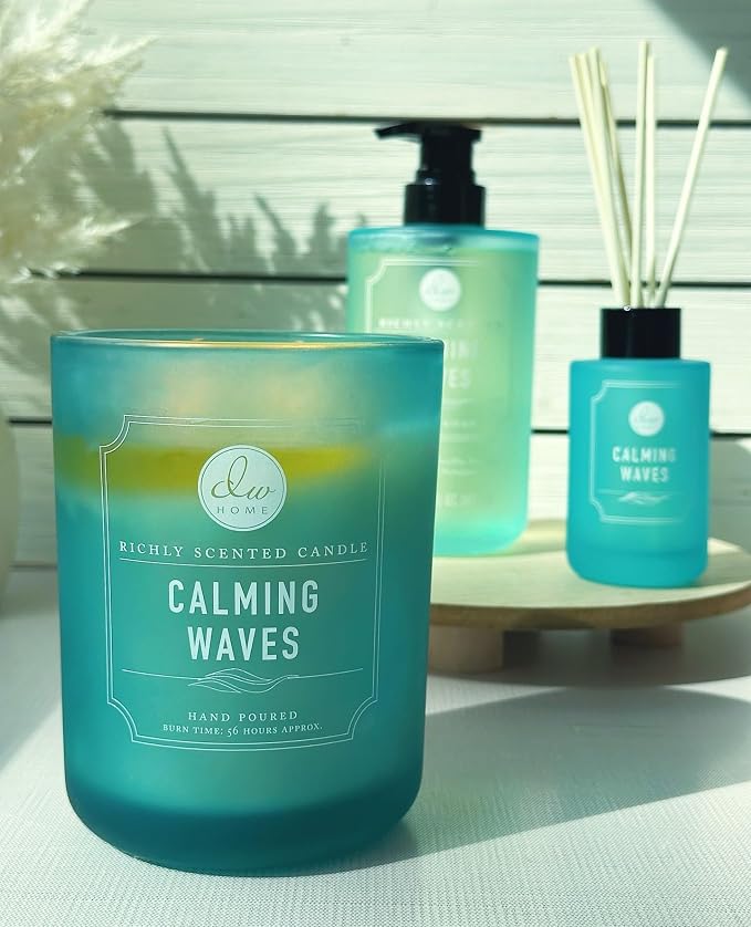 DW Home Calming Waves Scented Candle for Home, 9 oz, Medium Single Wick Candle Jar, Up to 33H Burn Time, Luxury Scented Candle for Relaxation, Gifting, Home Decor