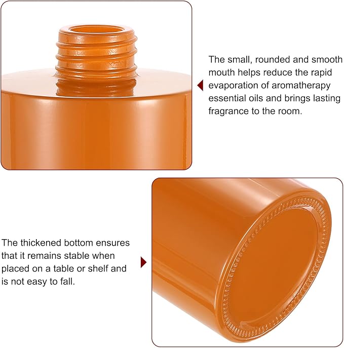 HARFINGTON 2pcs Empty Glass Diffuser Bottle 140ml/4.7oz Refillable Fragrance Accessories Aromatherapy Jar Container for Replacement Reed Diffuser DIY Home Bathroom Orange with Silver Tone Cap