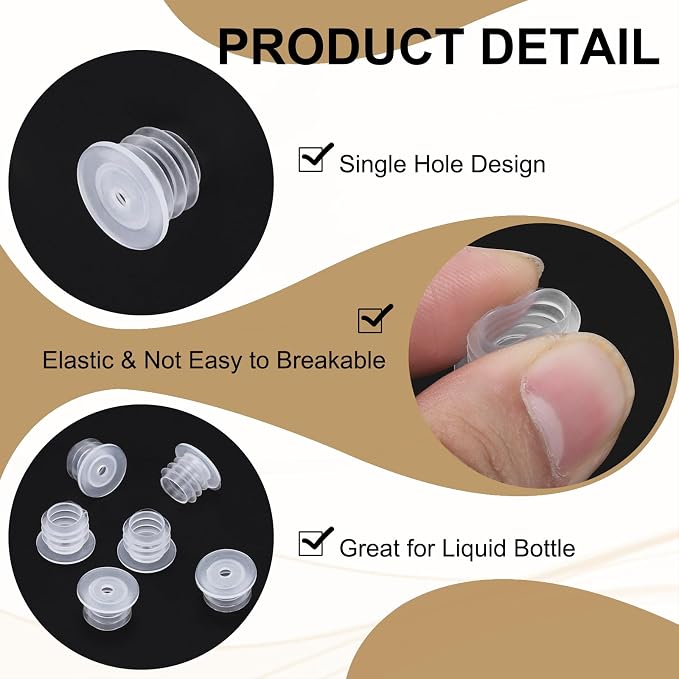 PATIKIL Bottle Adapter 0.39"/10mm Press in Plugs Clear 25Pcs, 0.12" Hole | for Oral Dispenser Liquid Oil Plastic Glass Bottles Stopper