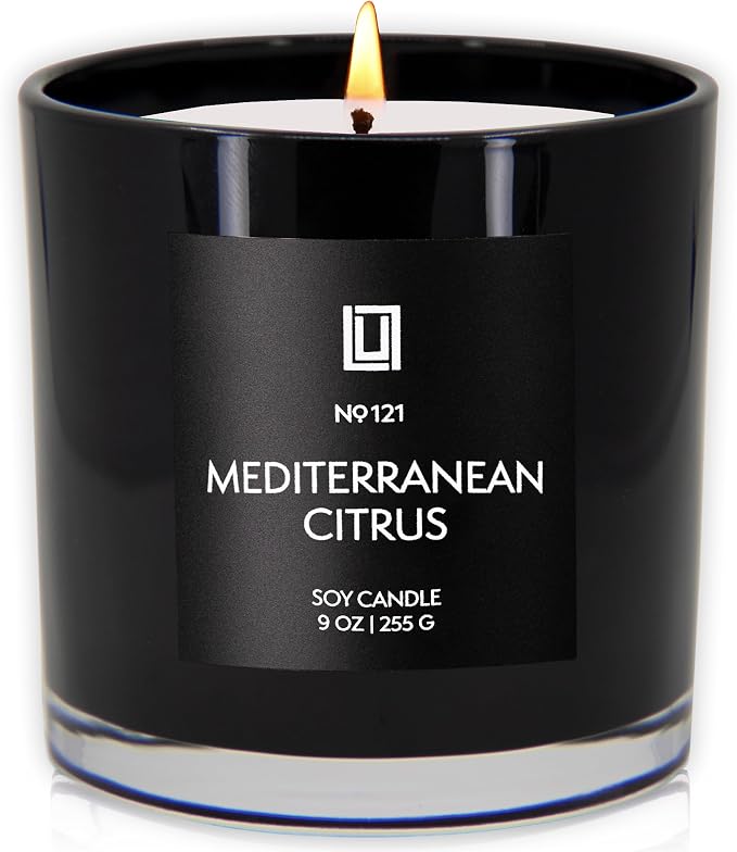 Lulu Candles | Mediterranean Citrus | Smells Fresh & Sweet | Luxury Scented Soy Jar Candle | Hand Poured in The USA | Highly Scented Long Lasting (9 Oz.)