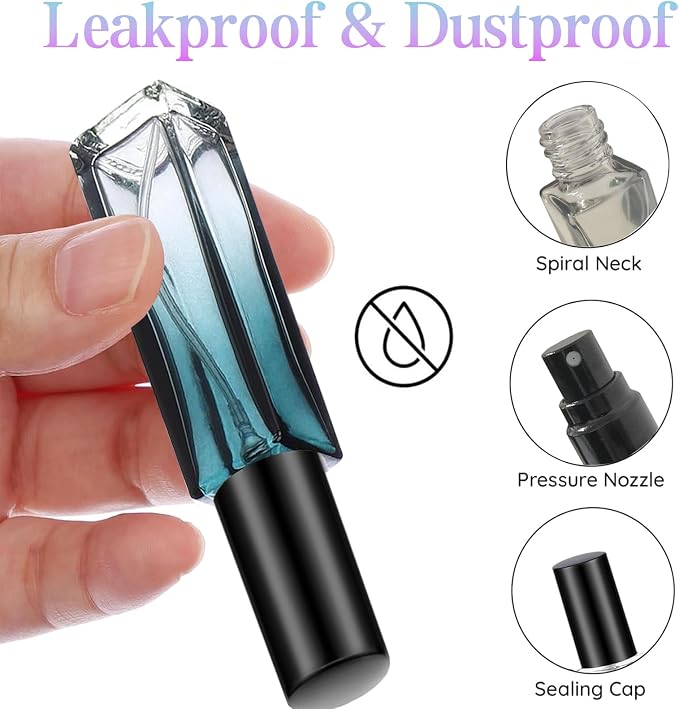 YOCASII 4PCS Perfume Travel Refillable Mini Spray Bottle, 10ml Glass Perfume Atomizer Refillable Cologne Bottle, Travel Cologne Sprayer with Funnel