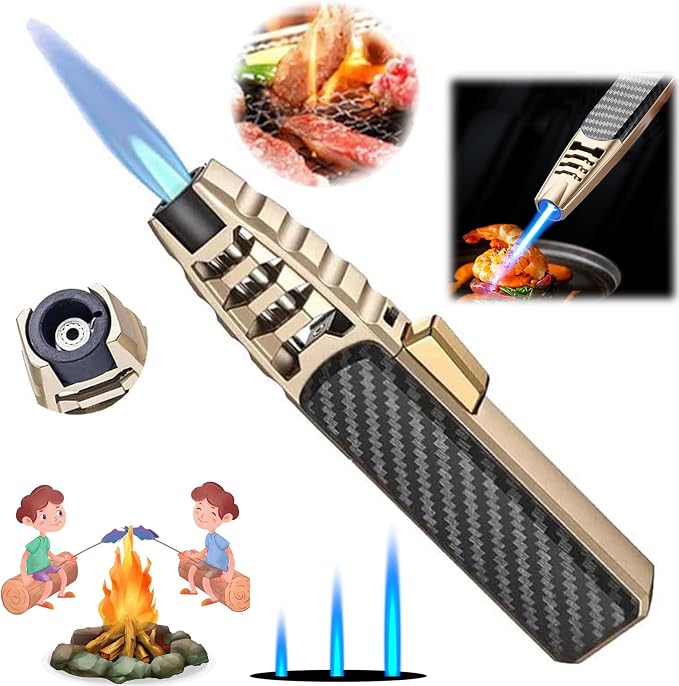 Valentines Day Gift for Him 2 Packs Portable Brightfire,Turbine Jet Bright Fire Lighter,Windproof Straight Torch Blue Flame Lighter,Wind Resistant Bright Fire Lighters,Torch lighters Butane refillable