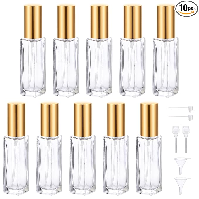 Segbeauty Travel Perfume Bottle Refillable, 10 Packs Atomizer Sprayer for Perfume, 10ML Empty Glass Perfume Bottle Portable Travel Size Spray Bottles Accessories for Dispensing Perfume Toiletries