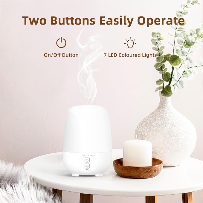 SEEDSEEL 150ML Rechargeable Battery Operated Essential Oil Diffuser,7-Hour Runtime with 7 LED Color Changing Lights Portable Cordless Aromatherapy Diffuser