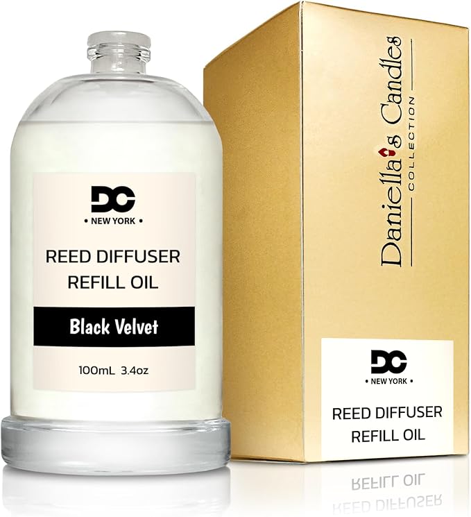 Daniella's Candles Black Velvet Reed Diffuser Refill Oil, 3.4oz/100ml, Premium Fragrance Oil, Home Fragrance, Oil for Reed Diffusers, Long Lasting