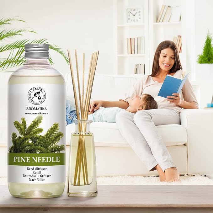 Pine Diffuser Refill 17.0 Fl Oz - Fresh & Long Lasting Fragrance - Scented Reed Diffuser - Diffuser Oil Refill - for Aromatherapy - Office - Air Fresheners w/Natural Essential Pine Needle Oil