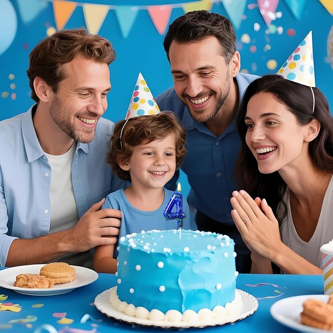 Number 4 Birthday Candle for Cake – Blue Gaming Theme Number Candle with “Next Level” Design, Video Game Style Cake Topper for Anniversary & Celebration