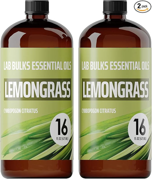 Lab Bulks Lemongrass Essential Oil 16 fl oz (Pack of 2) Bulk Essential Oil for Diffusers, Home Care, Aromatherapy and Candle Making