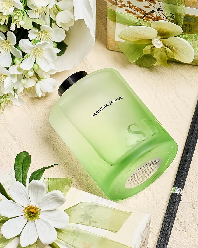 M&SENSE Gardenia Jasmine Reed Diffuser Set - 16.9 fl oz Large Room Scented Diffuser with Sticks, Long-Lasting Non-Toxic Home Fragrance Gift for Bedroom, Bathroom & Office