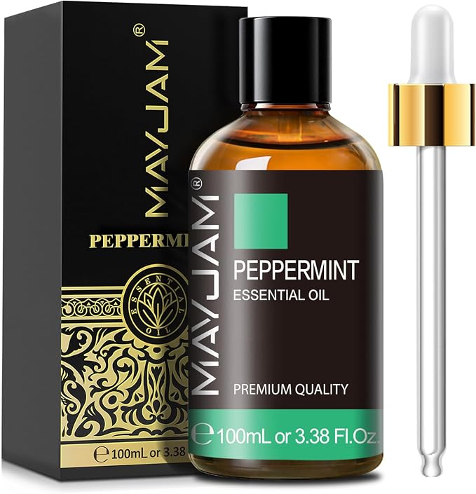 Peppermint Essential Oil, MAYJAM Premium Pure Essential Oils, 3.38FL.OZ Peppermint Oil for Diffusers Soap Candle Making, Ideal for Home Office Car Yoga Use