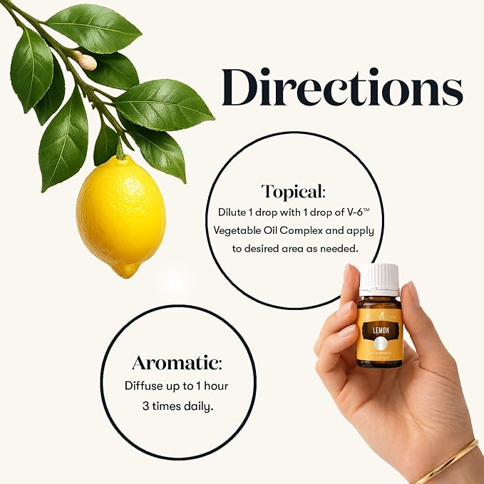 Young Living Lemon Essential Oil 15ml – 100% Pure Citrus Essential Oil for Diffuser, Aromatherapy, Natural Lemon Oil for Daily Use