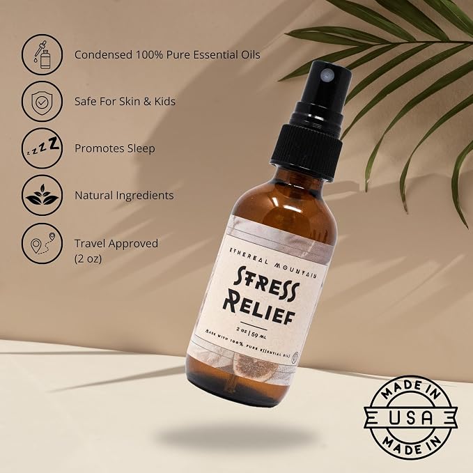 Stress Relief Pillow Spray, Lavander & Chamomile 100% Natural 2.0 Oz. Spray, Aromatherapy, Gifts for Her, Birthday Gifts, Gift Ideas, New Mom Gifts