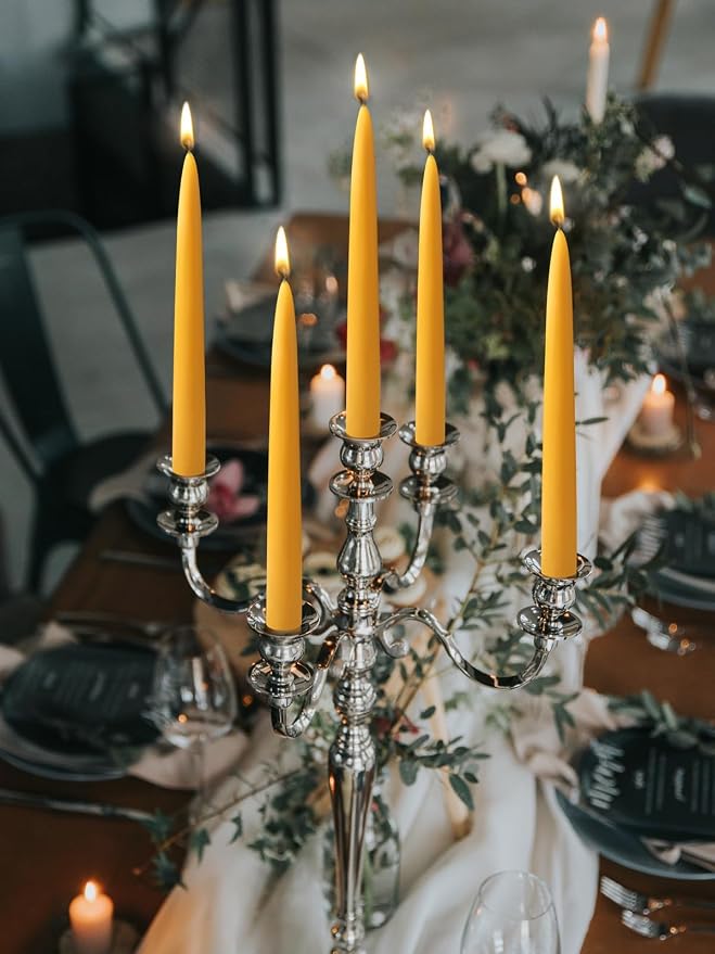 10inch Beeswax Taper Candles 20 Pack Natural Pure Beeswax Candles Smokeless Dripless 10 Hour Long Burn Time Bees Wax Candlesticks Unscented Bees Wax Candle for Home