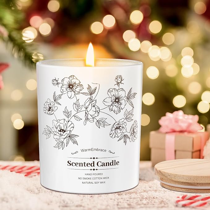 Deluxe Scented Candle for Women & Men, Vanilla Coconut Soy Wax Candle, 5.2 Oz Jar Candle for Home, Scented-40 Hour Long Lasting Burning, Suitable Present for Thanksgiving, Christmas & Birthday