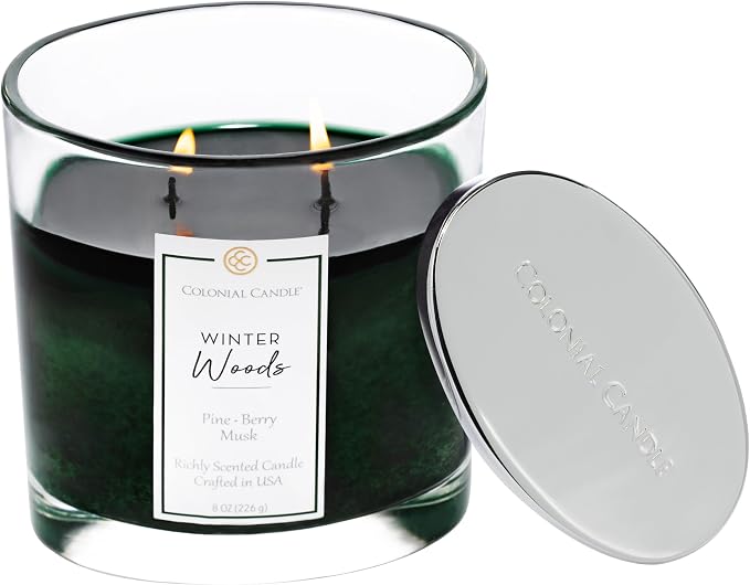 Colonial Candle Winter Woods Scented Candle Jar, Highly Fragranced Candles for Home Scented, Mottled Wax Candle, 2 Wick, 8 oz - Made in the USA
