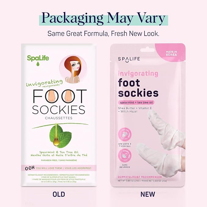 SpaLife Moisturizing Foot Sockies | Foot Mask for Dry Cracked Feet | Tea Tree Oil Softening Booties | Callus Remover Alternative | Self Care Gifts for Women | 8 Pack