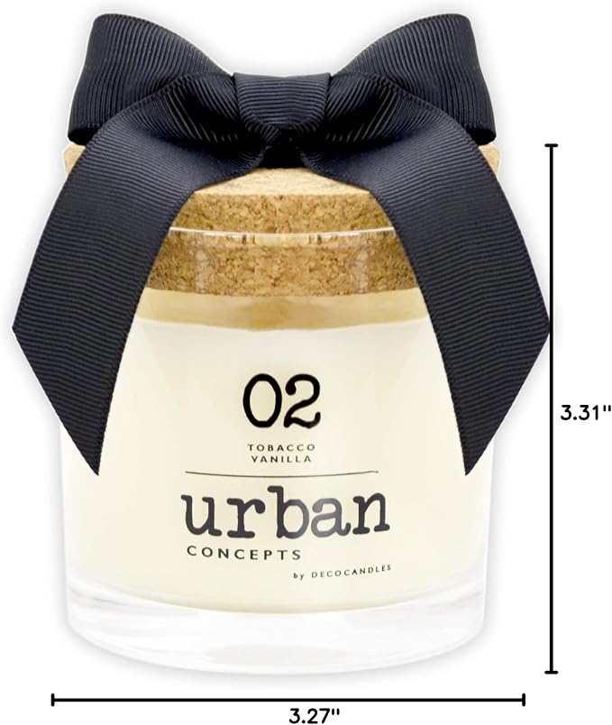 Urban Concepts by DECOCANDLES - Tobacco Vanilla - Highly Scented Soy Candle - Long Lasting - Hand Poured in USA (9 Oz.)