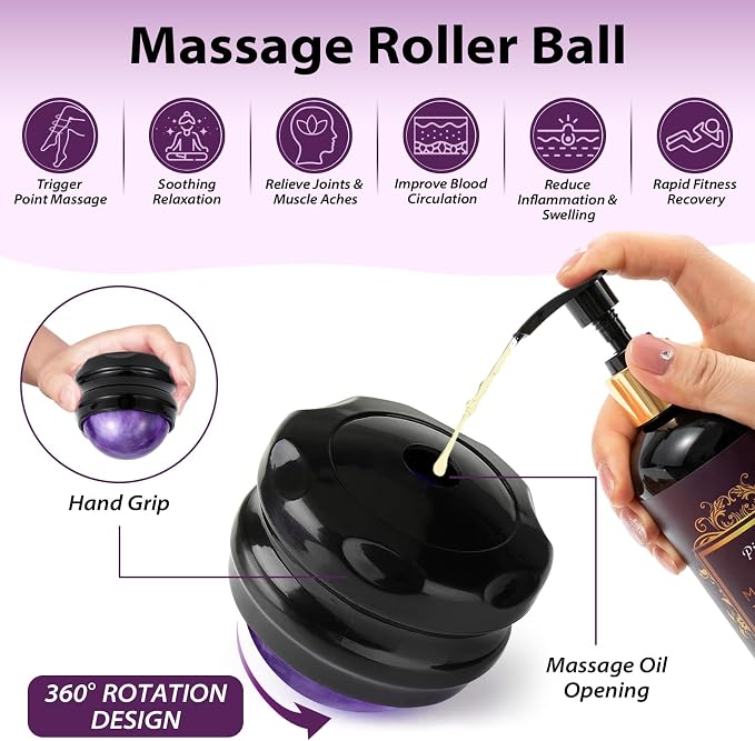 Pjordo Aromatherapy Lavender Massage Oil, Massage Oil for Massage Therapy, Calming, Soothing, Relaxing, Spa Gifts for Him Her, 10 Fl Oz