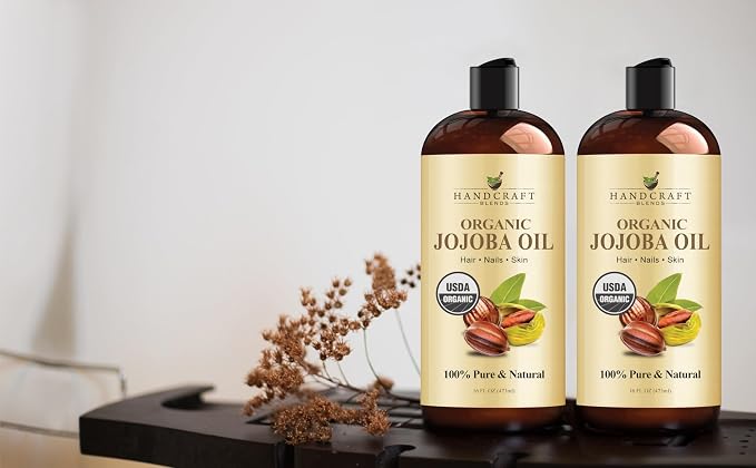 Handcraft Blends USDA Organic Jojoba Oil | Cold-Pressed | 16 Fl Oz | 100% Pure & Natural | for Hair, Skin & Face | Premium Grade Carrier Oil | for Massage & Aromatherapy | Hexane-Free