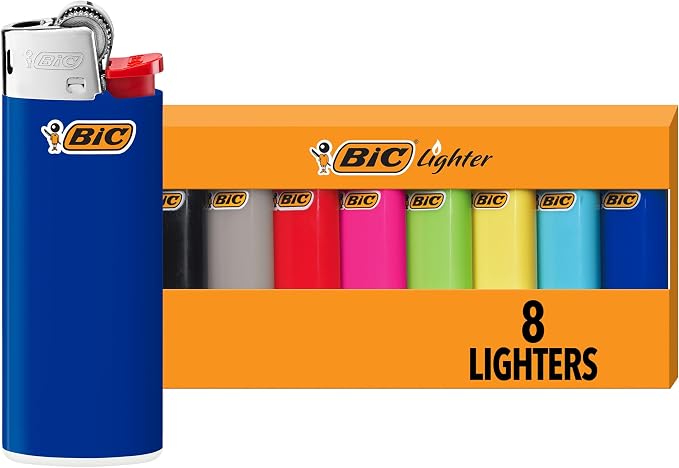 BIC Mini Lighters, Reliable and Safe, Lighters for Candles, Assorted Colors, 8-Pack of Pocket Lighters (Colors May Vary