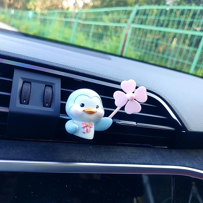 Cute Car Air Freshener Vent Clips, 3D Animal with Mini Fan Diffuser Vent Clip, Air Conditioning Decoration Car Accessories for Women and Men