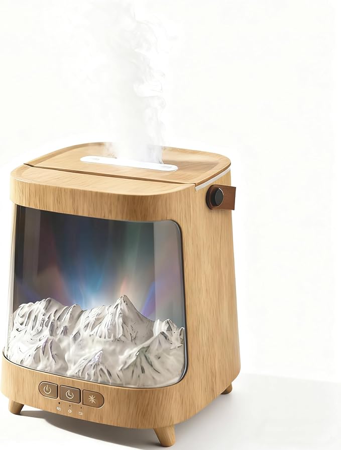 Aurora Essential Oil Diffuser with Remote Control, 200ml water tank Ultrasonic Aromatherapy Diffuser with 7 Color Changing Lights, Timer & Auto-Off, Quiet Humidifier for Home Office, Yoga（wood colour）