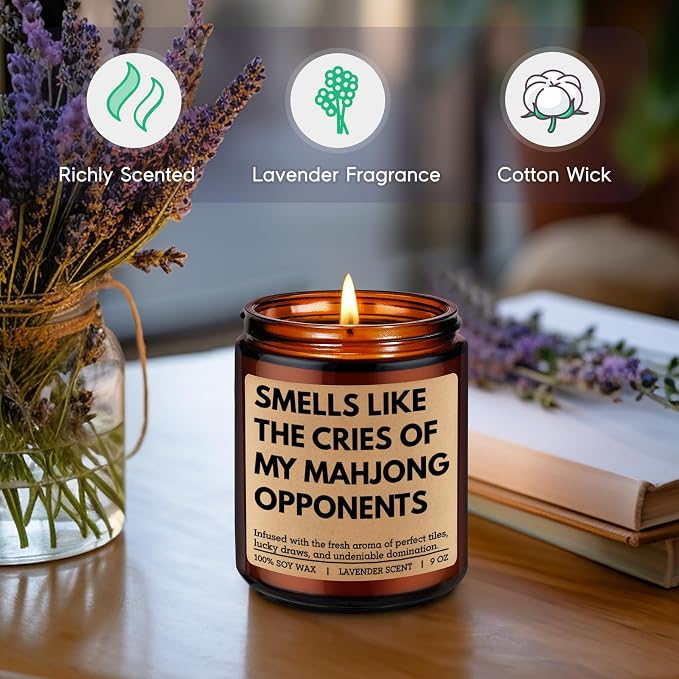 GSPY Scented Candle, Mahjong Gifts for Women, Men - Mah Jongg Gifts, Mahjongg Party Accessories - Funny Birthday, Mothers Day, Game Night Ideas for Mahjong Lovers, Players, Group, Hostess, Friend, Her