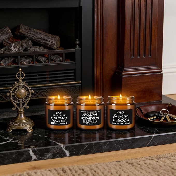 Gift for Dad, 12-Pack 3.5 oz Scented Candles – Fathers Day Christmas Birthday Gifts from Daughter Son, Soy Wax Candles with Heartfelt Messages, Smokeless Long-Lasting for Papa Husband Grandpa
